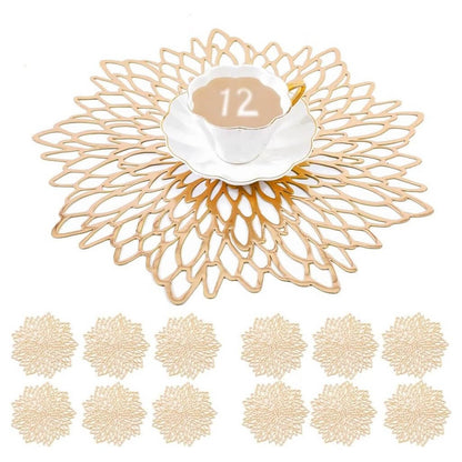 Round Silver Placemats & Coaster Set | Durable Pressed Vinyl | 15.5"