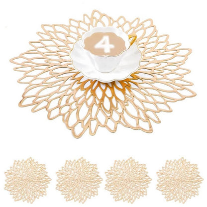 Round Silver Placemats & Coaster Set | Durable Pressed Vinyl | 15.5"