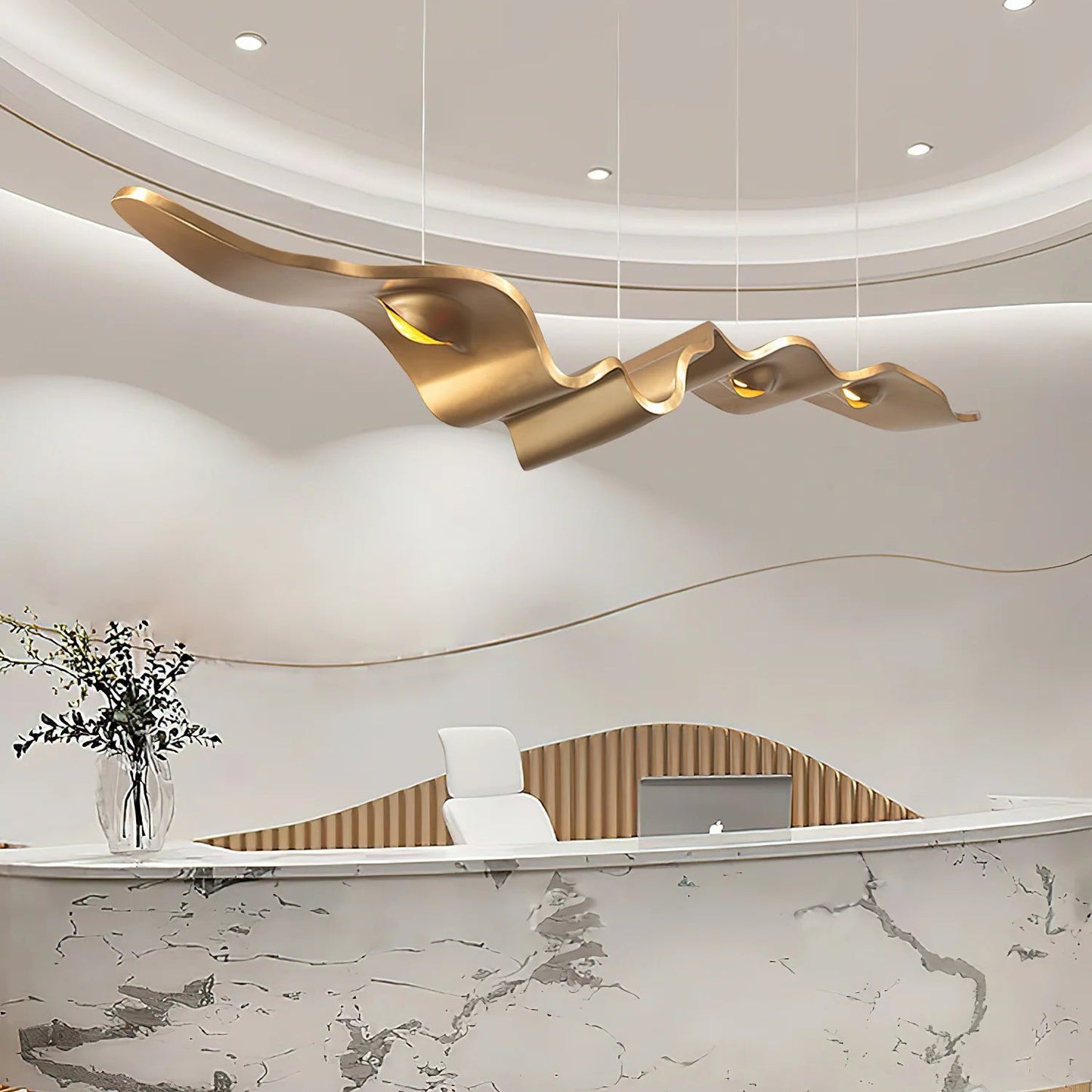 Gold Ribbon Chandelier | Aluminum | Multiple Sizes Available