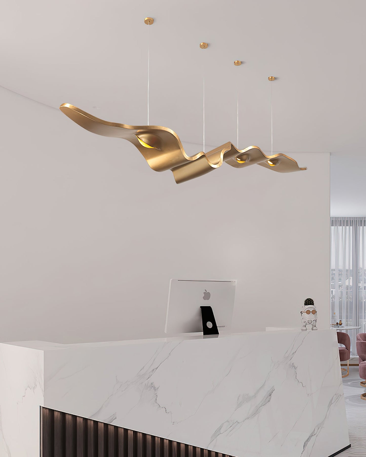 Gold Ribbon Chandelier | Aluminum | Multiple Sizes Available