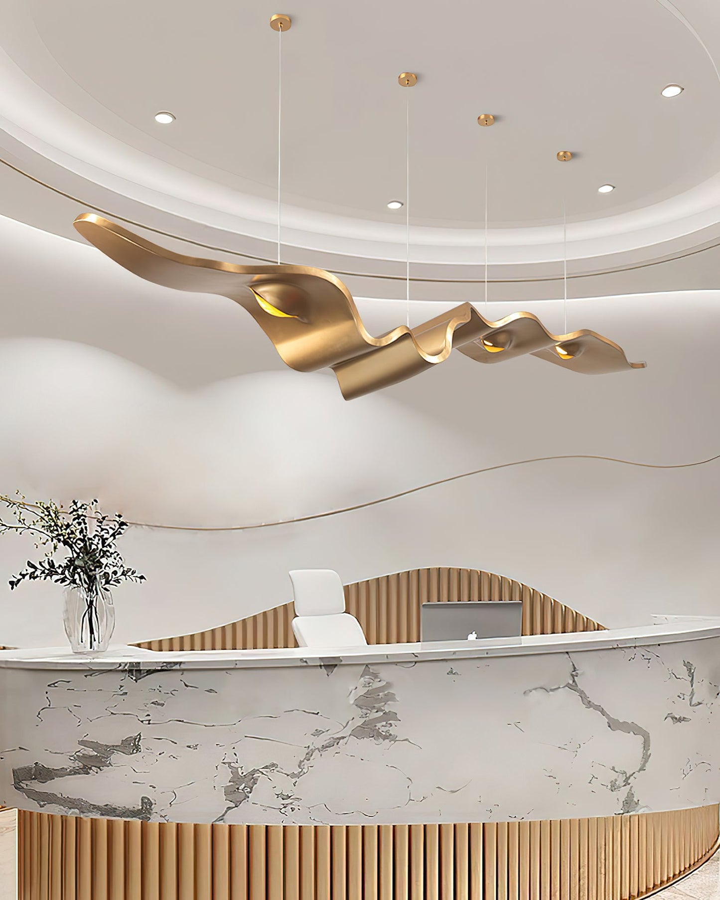 Gold Ribbon Chandelier | Aluminum | Multiple Sizes Available