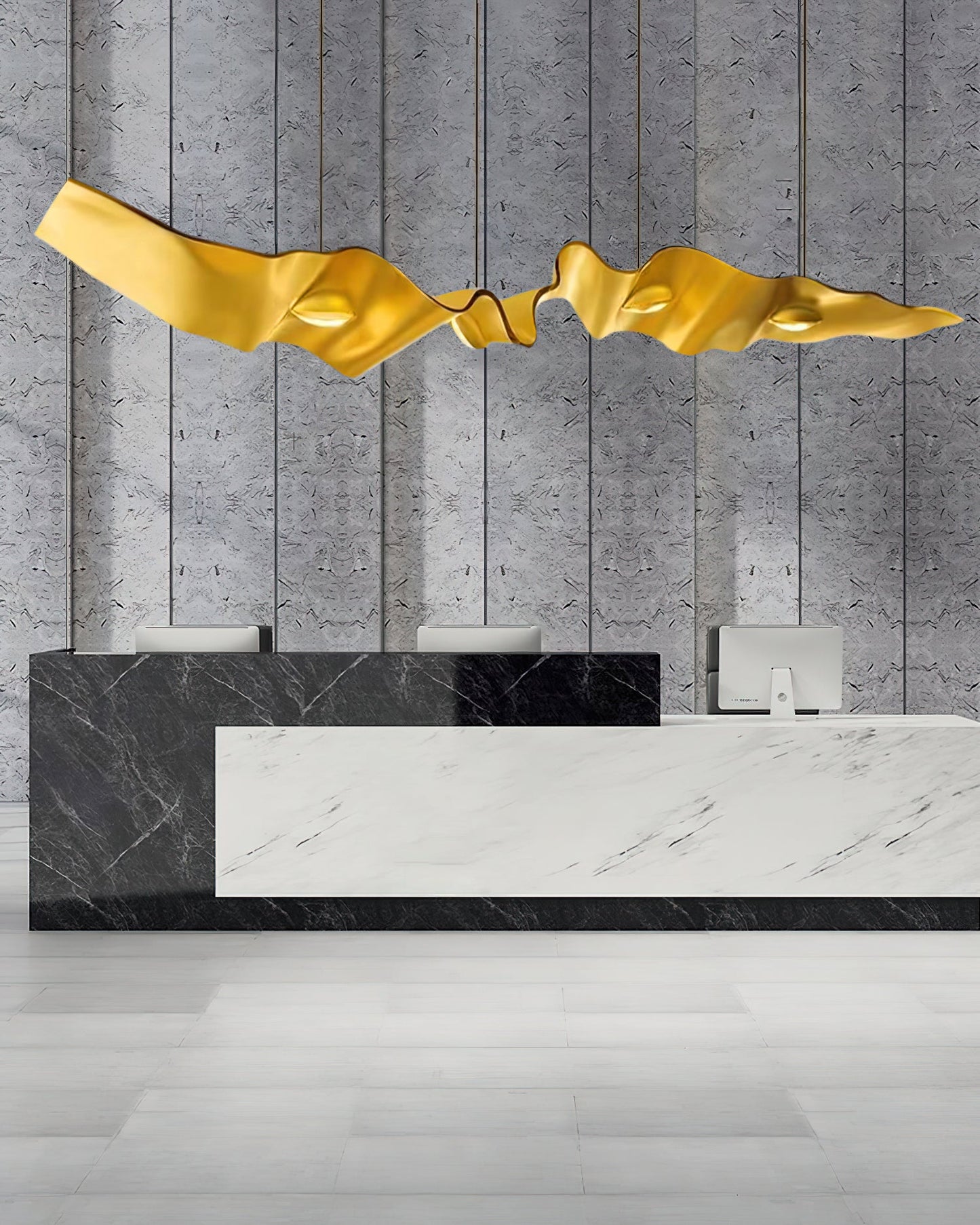 Gold Ribbon Chandelier | Aluminum | Multiple Sizes Available