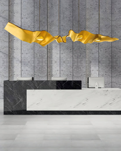 Gold Ribbon Chandelier | Aluminum | Multiple Sizes Available