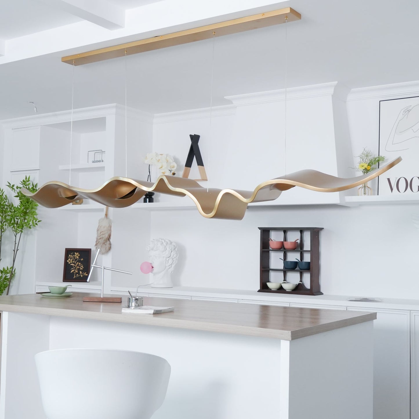 Gold Ribbon Chandelier | Aluminum | Multiple Sizes Available