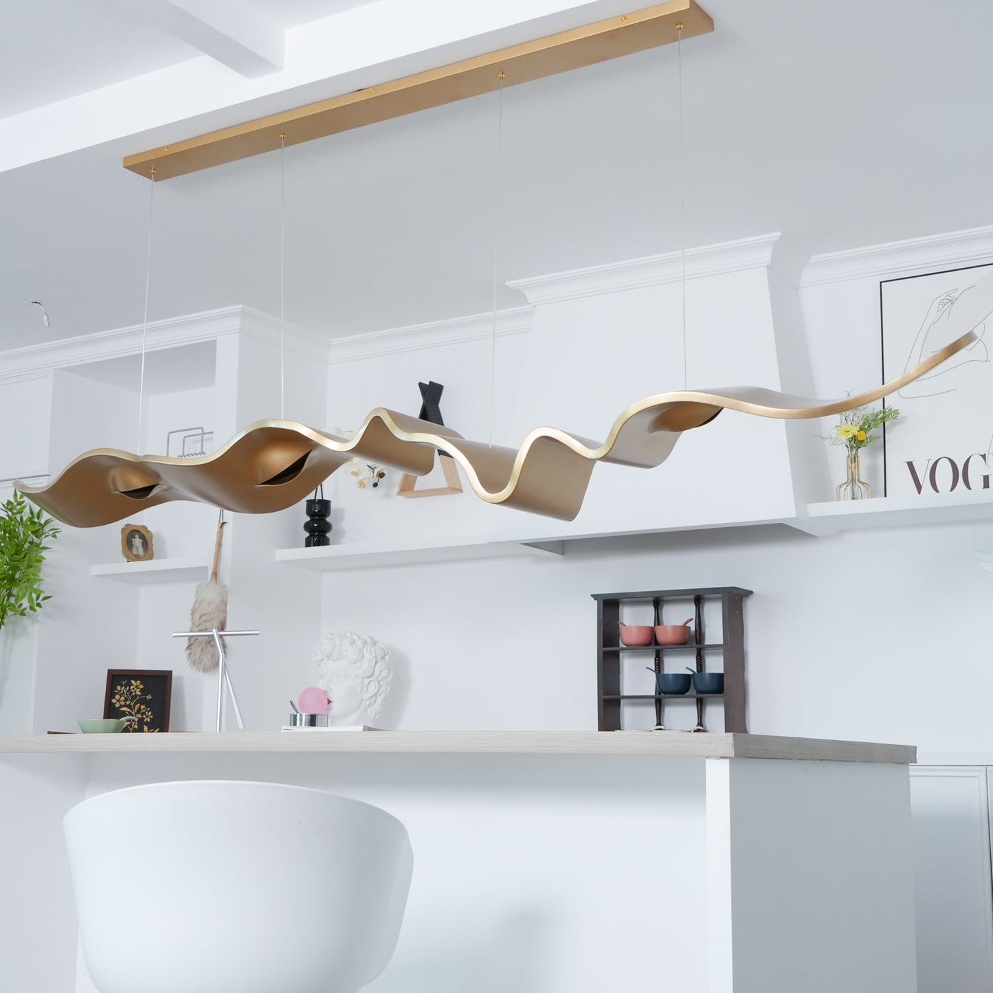 Gold Ribbon Chandelier | Aluminum | Multiple Sizes Available