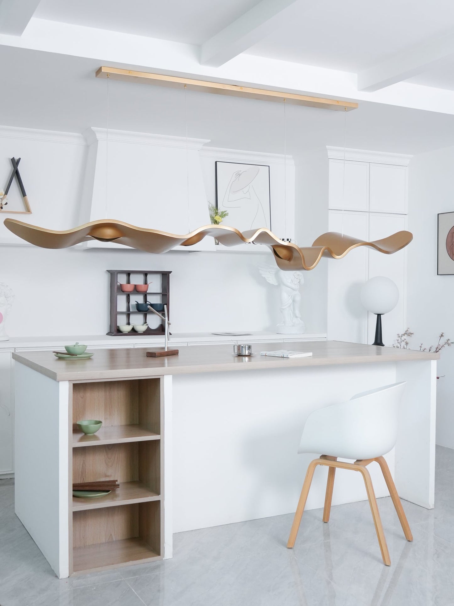 Gold Ribbon Chandelier | Aluminum | Multiple Sizes Available