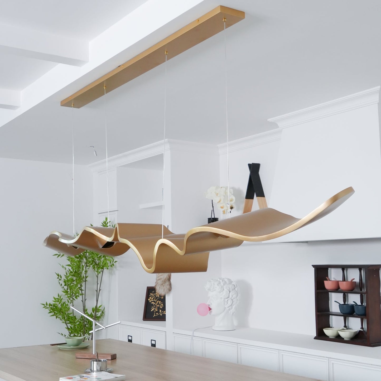 Gold Ribbon Chandelier | Aluminum | Multiple Sizes Available