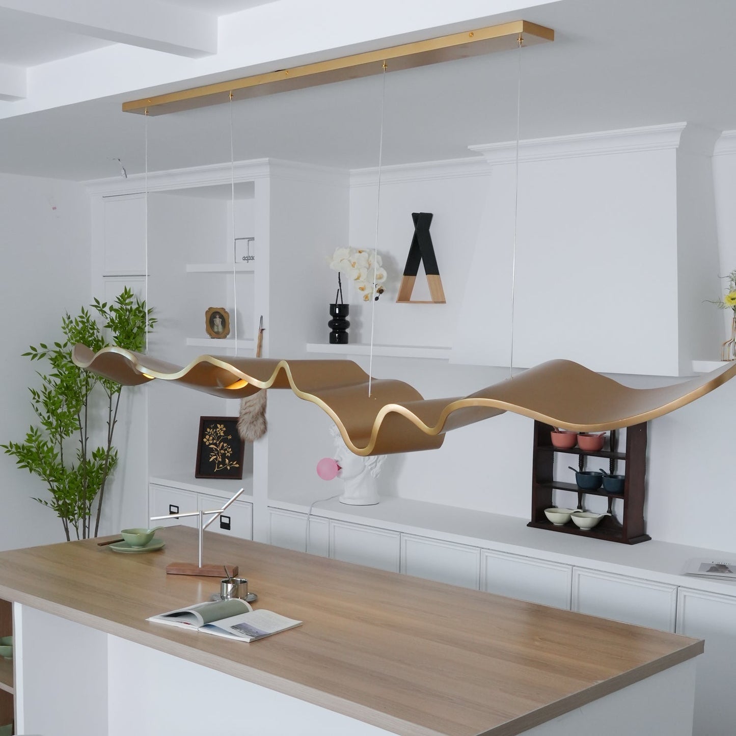 Gold Ribbon Chandelier | Aluminum | Multiple Sizes Available