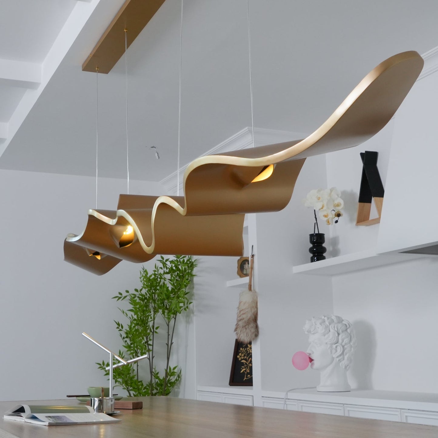 Gold Ribbon Chandelier | Aluminum | Multiple Sizes Available