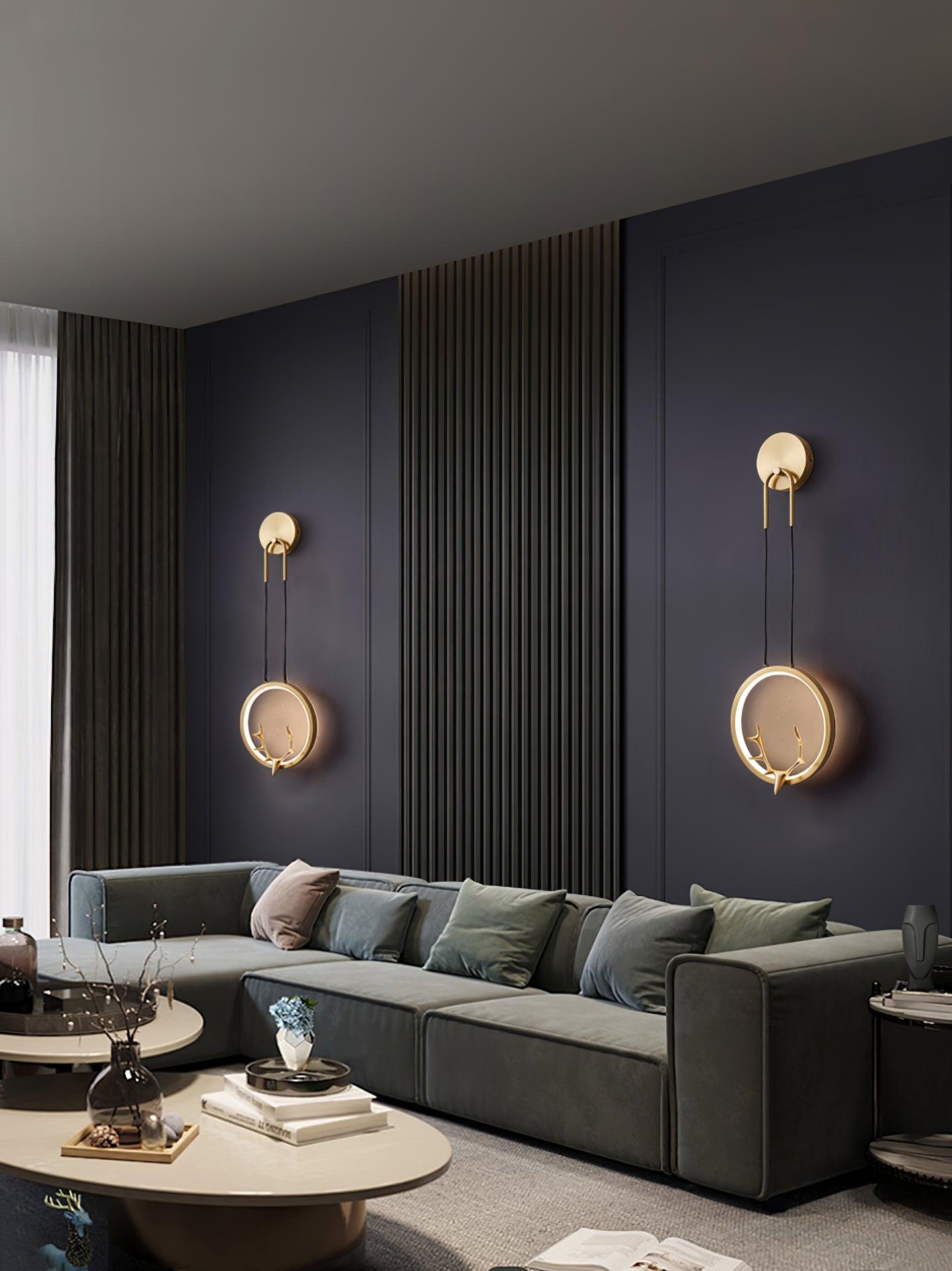 Golden Antler Wall Light | Metal & Brass | Brass Finish