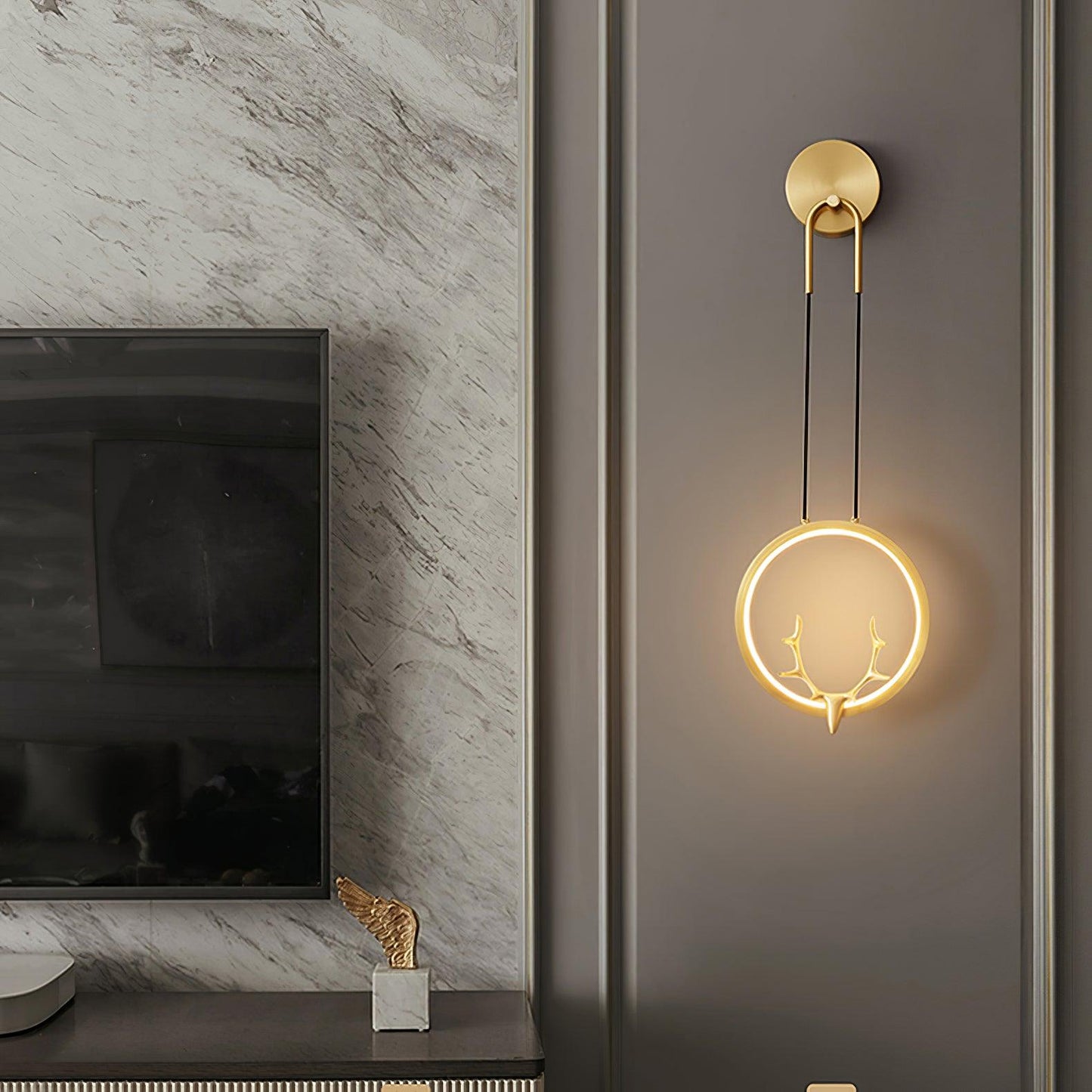 Golden Antler Wall Light | Metal & Brass | Brass Finish