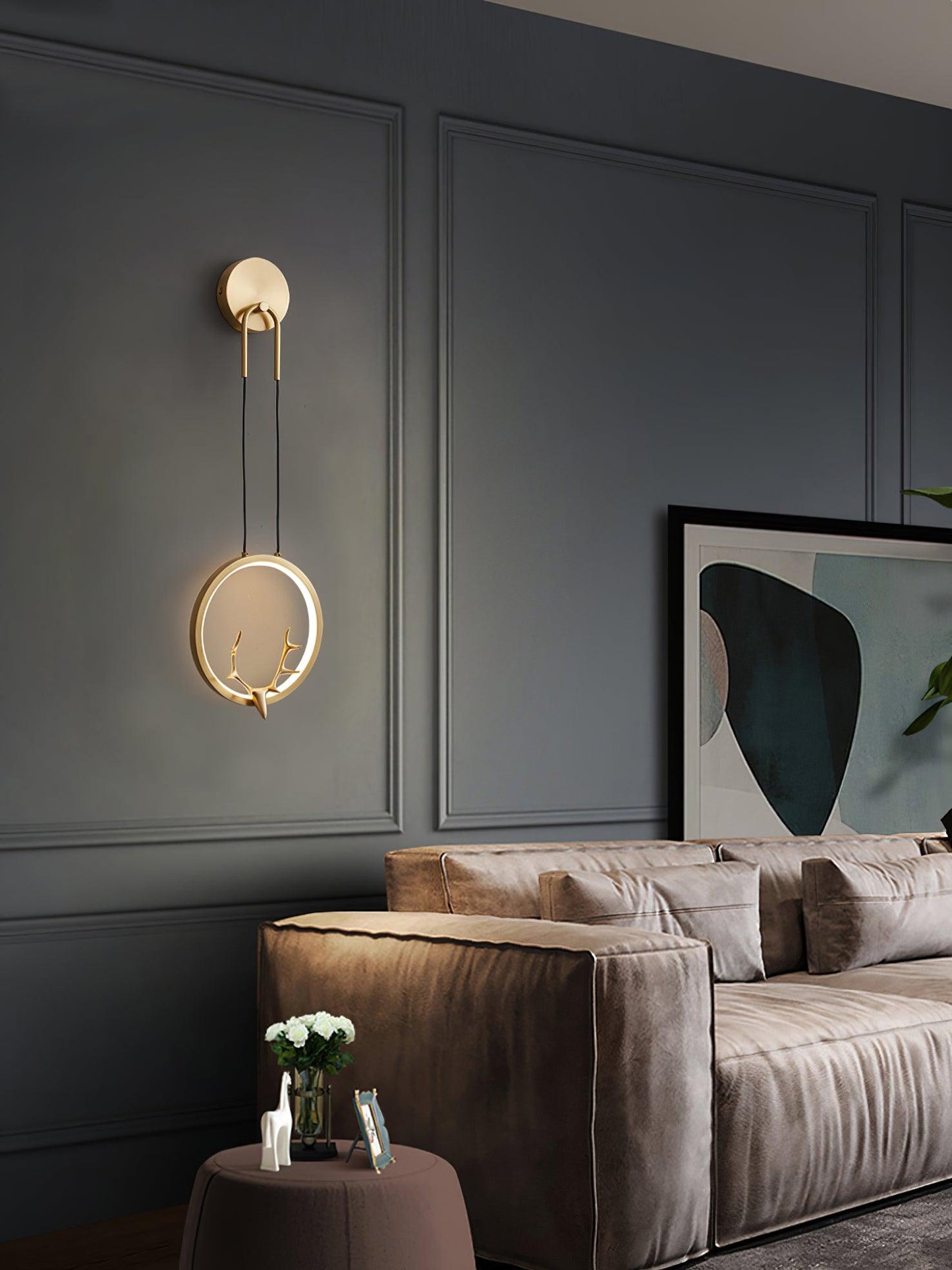 Golden Antler Wall Light | Metal & Brass | Brass Finish