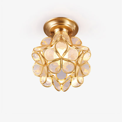 Golden Bloom Ceiling Light | Brass & Glass | Clear, Green, Pink Shades