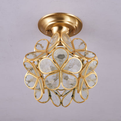 Golden Bloom Ceiling Light | Brass & Glass | Clear, Green, Pink Shades