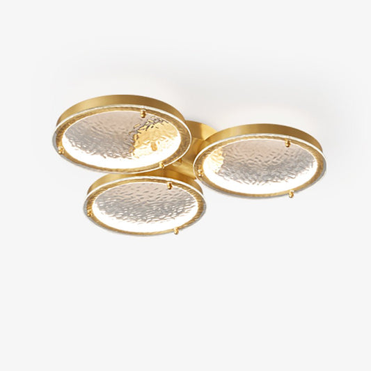 Golden Rings Ceiling Light | Brass & Glass | 3-Color LED