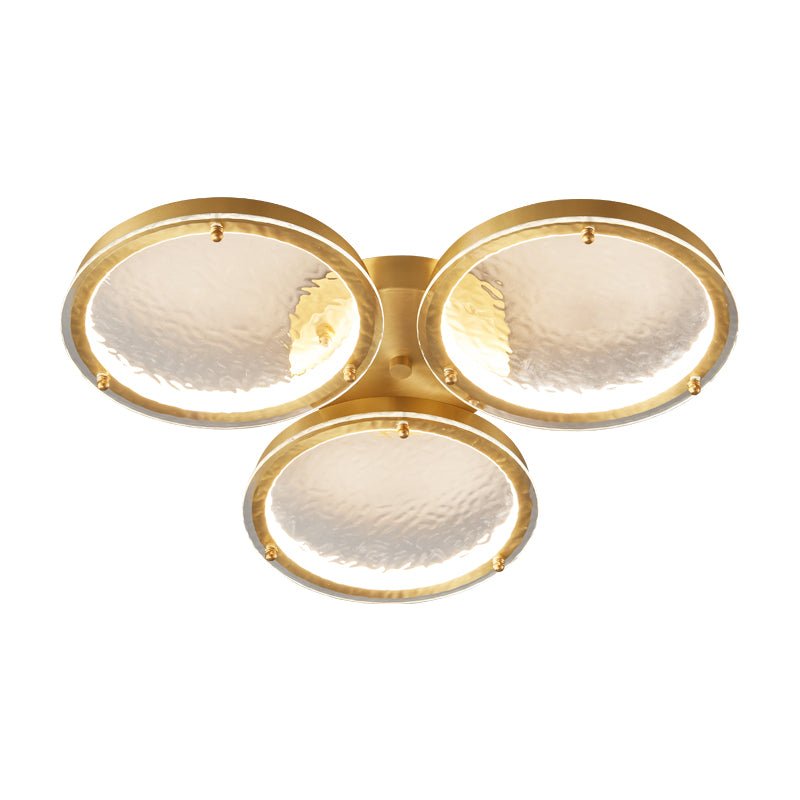 Golden Rings Ceiling Light | Brass & Glass | 3-Color LED