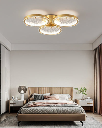 Golden Rings Ceiling Light | Brass & Glass | 3-Color LED