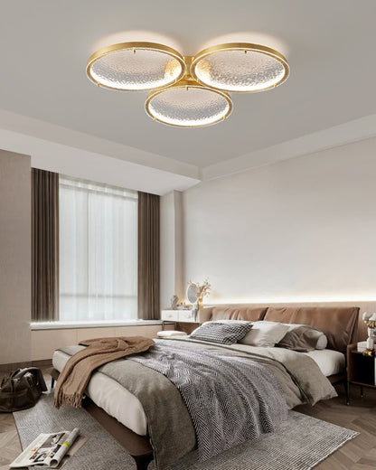 Golden Rings Ceiling Light | Brass & Glass | 3-Color LED