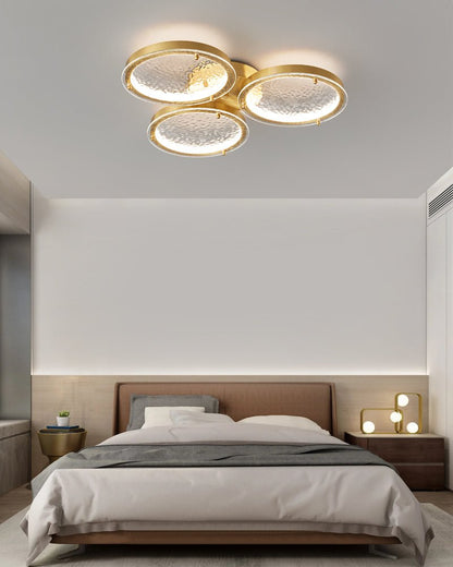 Golden Rings Ceiling Light | Brass & Glass | 3-Color LED
