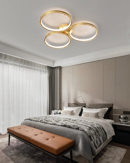 Golden Rings Ceiling Light | Brass & Glass | 3-Color LED