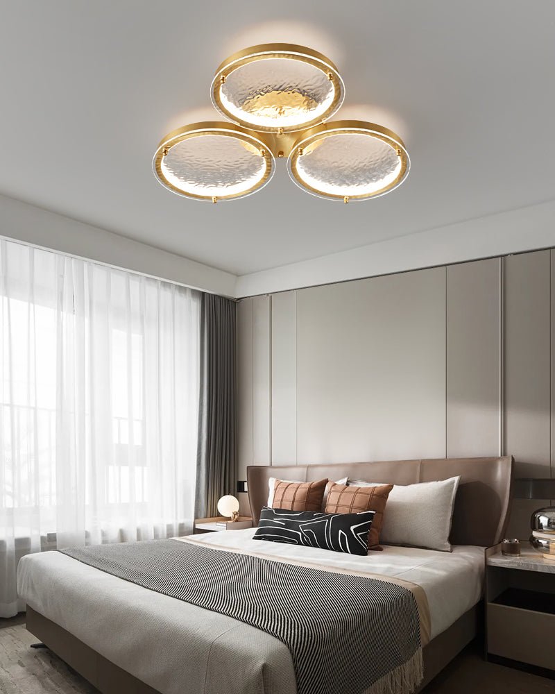 Golden Rings Ceiling Light | Brass & Glass | 3-Color LED