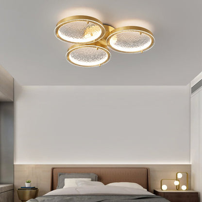 Golden Rings Ceiling Light | Brass & Glass | 3-Color LED