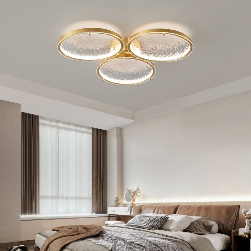 Golden Rings Ceiling Light | Brass & Glass | 3-Color LED
