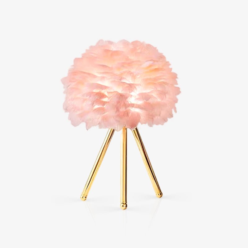 Goose Feather Table Lamp | Metal Base | Pink, White, Gray