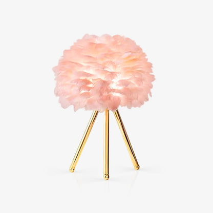 Goose Feather Table Lamp | Metal Base | Pink, White, Gray