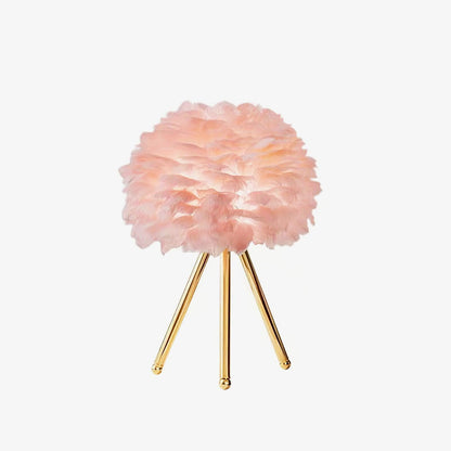 Goose Feather Table Lamp | Metal Base | Pink, White, Gray