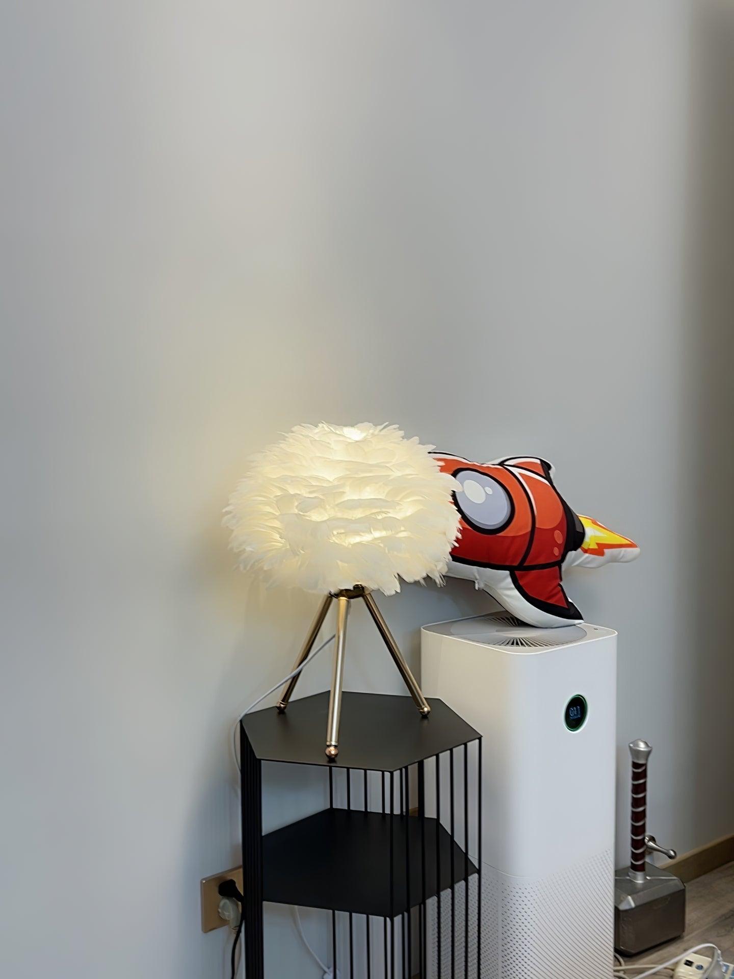 Goose Feather Table Lamp | Metal Base | Pink, White, Gray