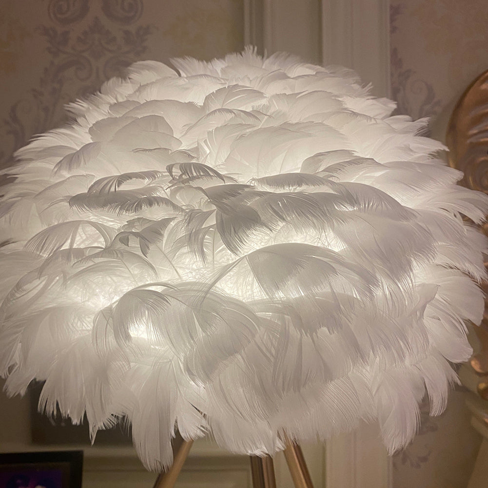Goose Feather Table Lamp | Metal Base | Pink, White, Gray