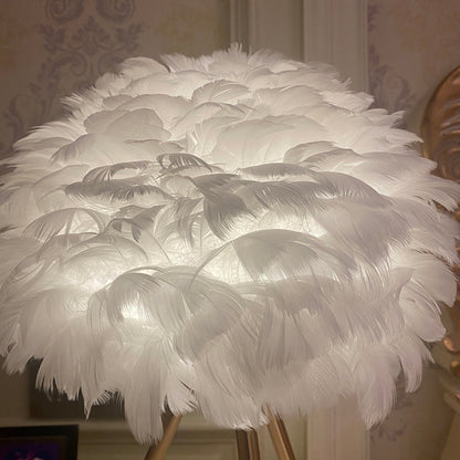 Goose Feather Table Lamp | Metal Base | Pink, White, Gray