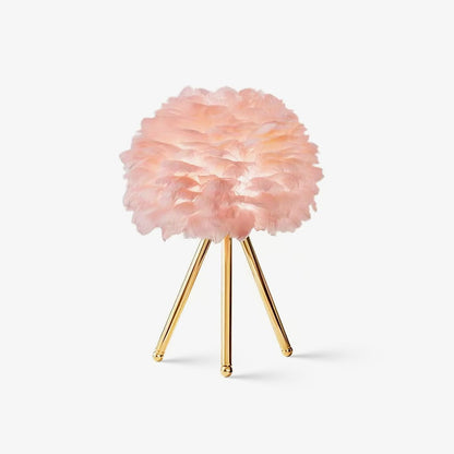 Goose Feather Table Lamp | Metal Base | Pink, White, Gray