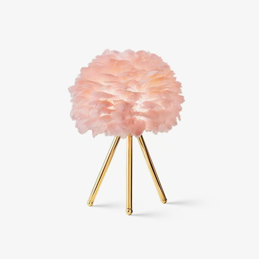 Goose Feather Table Lamp | Metal Base | Pink, White, Gray