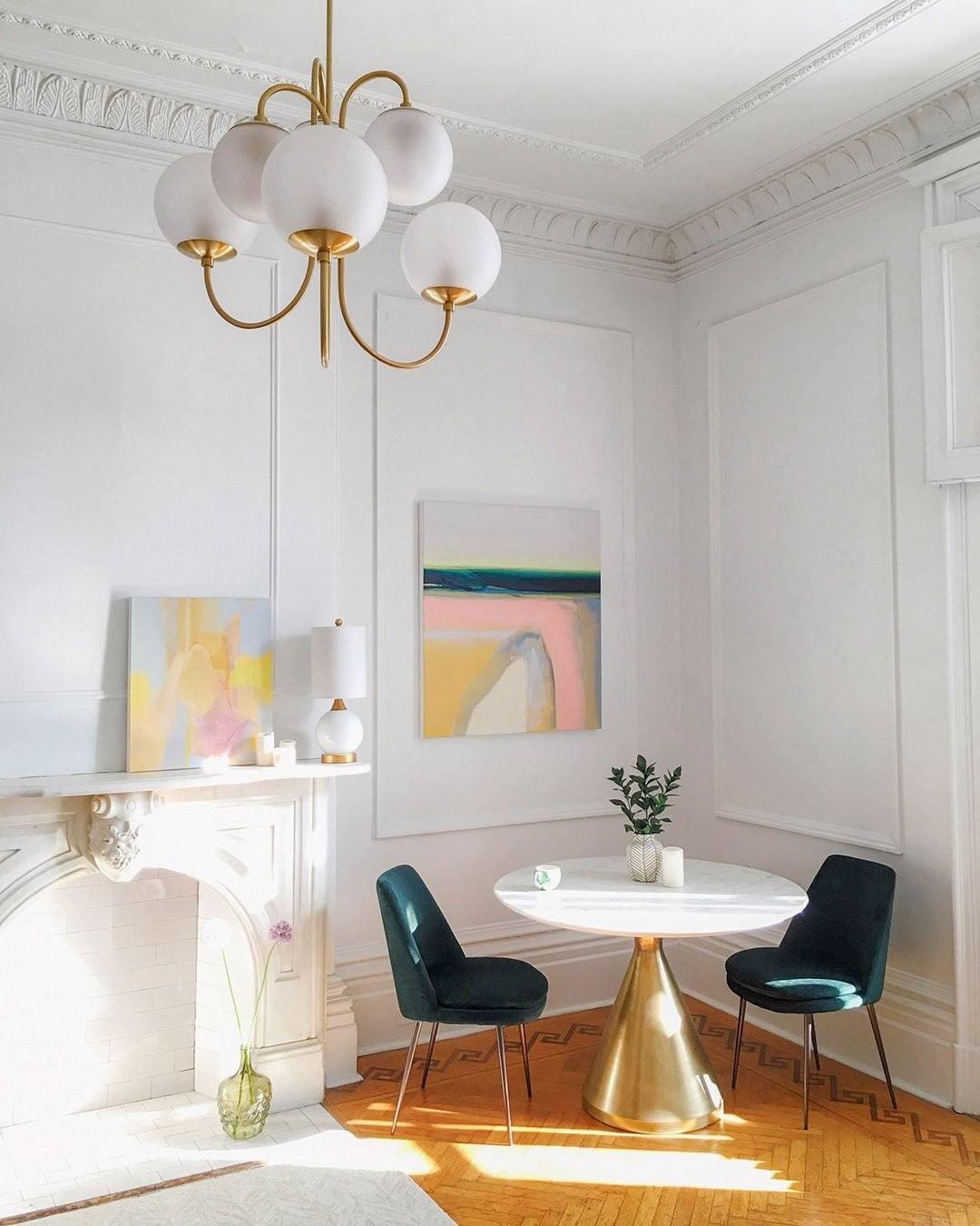 Gooseneck Chandelier | Salt-Blasted Glass Globes | Gold and Black