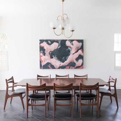 Gooseneck Chandelier | Salt-Blasted Glass Globes | Gold and Black