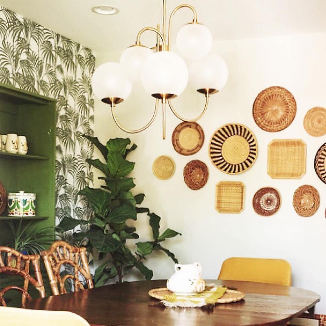 Gooseneck Chandelier | Salt-Blasted Glass Globes | Gold and Black