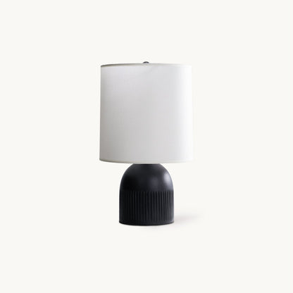 Table Lamp | Black Metal Base & White Fabric Shade | 23cm Diameter