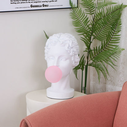 Muse Table Lamp | White Resin & Pink Glass | 25cm Diameter