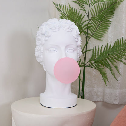 Muse Table Lamp | White Resin & Pink Glass | 25cm Diameter