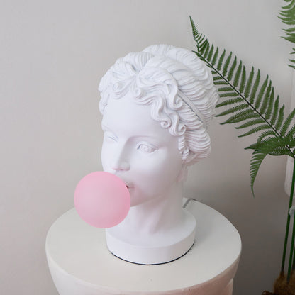 Muse Table Lamp | White Resin & Pink Glass | 25cm Diameter