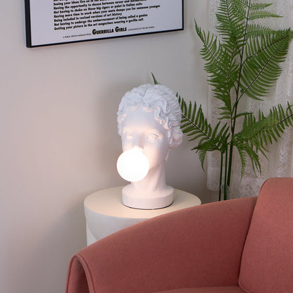 Muse Table Lamp | White Resin & Pink Glass | 25cm Diameter