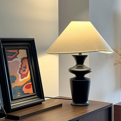 Grace Wood Table Lamp | Wood & Fabric | Black & White