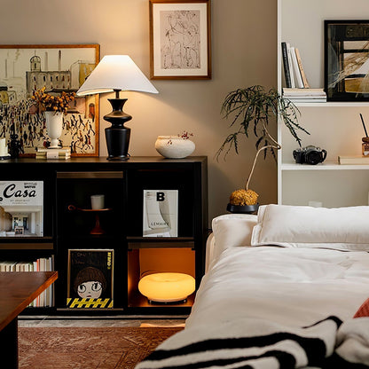 Grace Wood Table Lamp | Wood & Fabric | Black & White