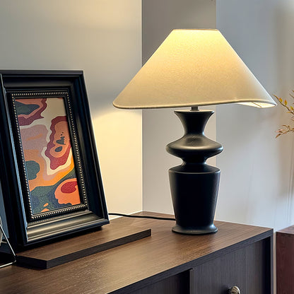 Grace Wood Table Lamp | Wood & Fabric | Black & White