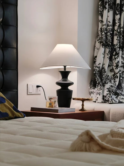 Grace Wood Table Lamp | Wood & Fabric | Black & White