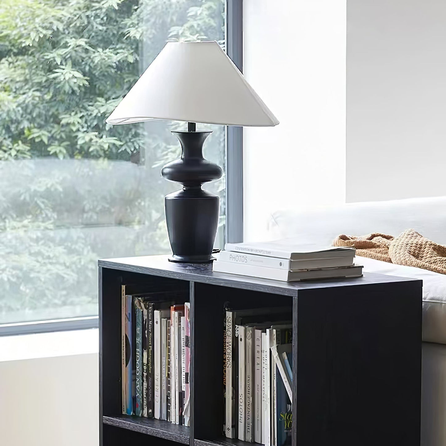 Grace Wood Table Lamp | Wood & Fabric | Black & White