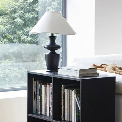 Grace Wood Table Lamp | Wood & Fabric | Black & White