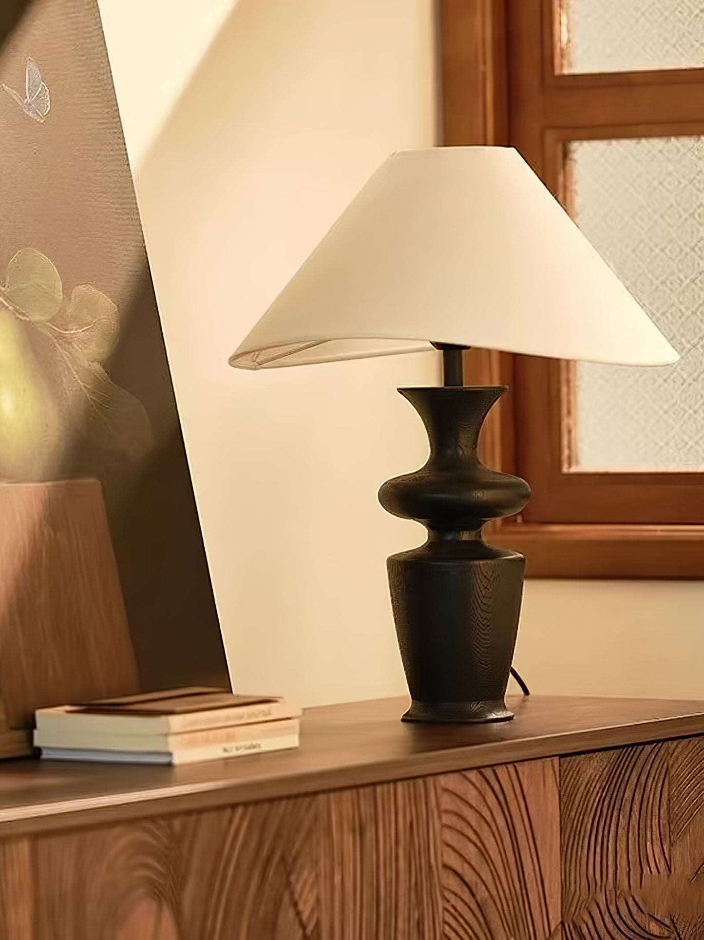 Grace Wood Table Lamp | Wood & Fabric | Black & White